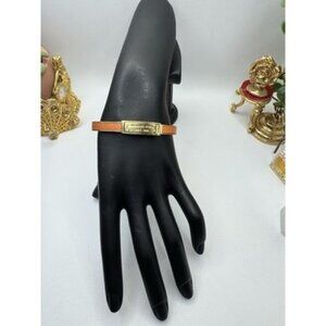 Michael Kors Hinged Bangle Bracelet Orange Faux Lizard Skin Leather